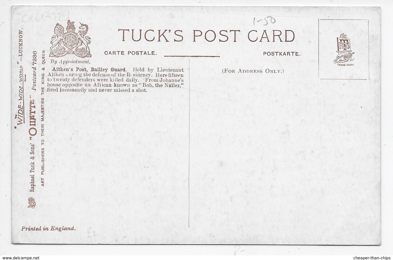 Aitkin's Post, Bailey Guard, Lucknow - Tuck Oilette 7236 - Indien