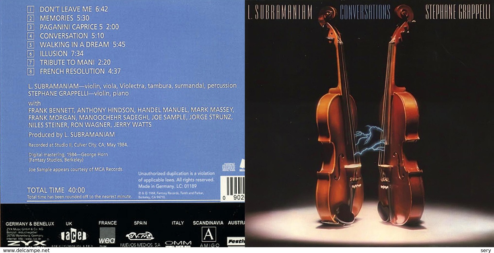 Superlimited Edition CD Subramaniiam&Grappelli. CONVERSATIONS - Jazz