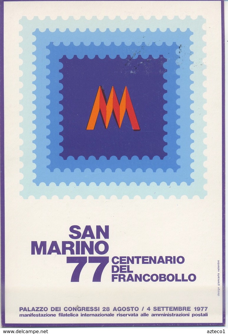 SAN MARINO - CARTOLINA POSTALE  1977 - CENTENARIO DEL FRANCOBOLLO - ANNULLO SPECIALE - Interi Postali