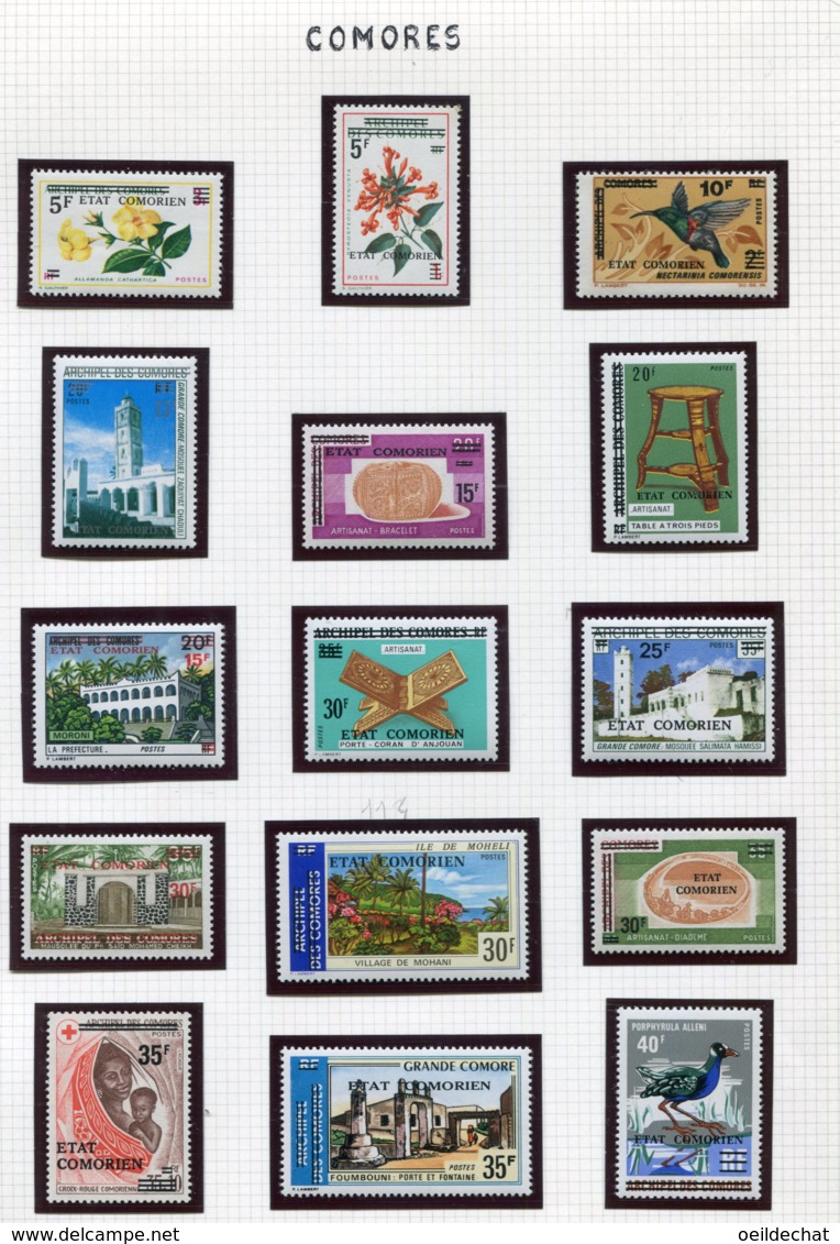 11403  COMORES  Collection Vendue Par Page   N° 105/29 + 130/2 **  1975-76  TB/TTB - Comores (1975-...)