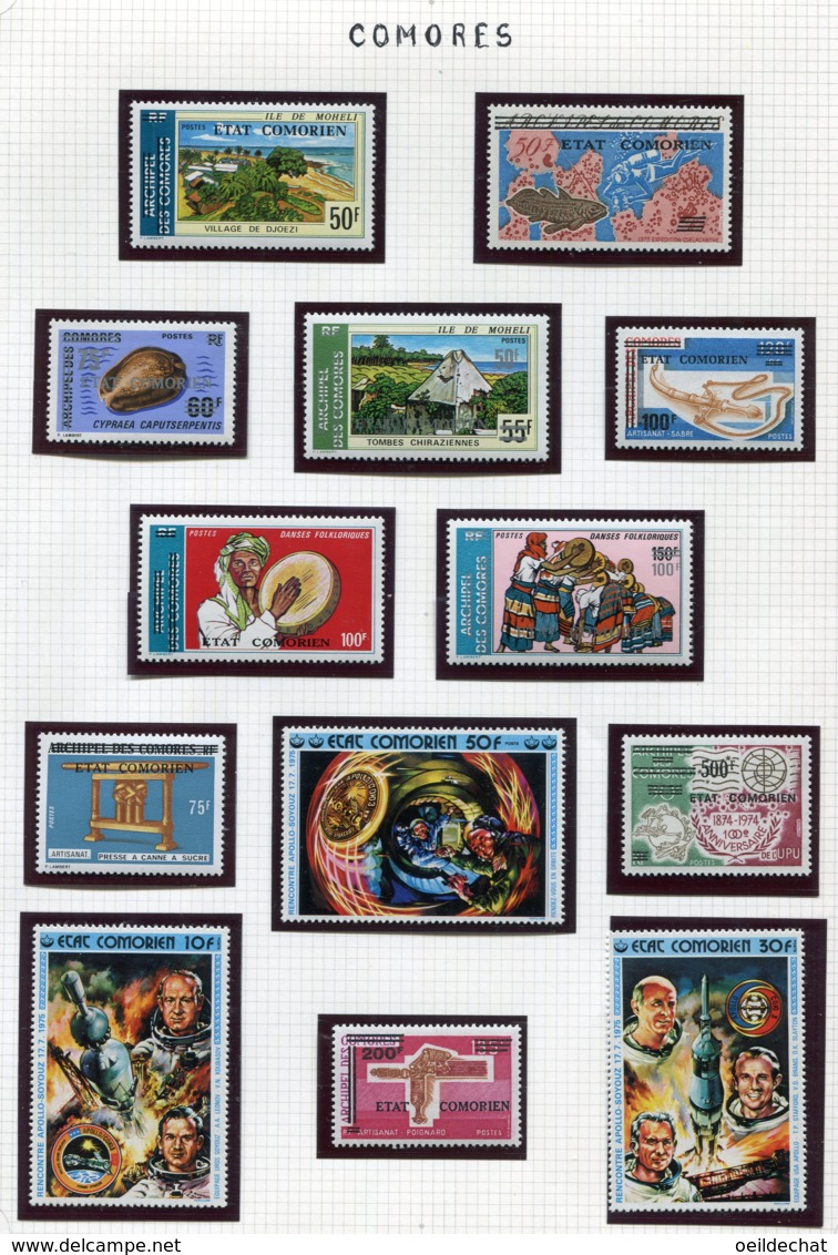 11403  COMORES  Collection Vendue Par Page   N° 105/29 + 130/2 **  1975-76  TB/TTB - Comores (1975-...)