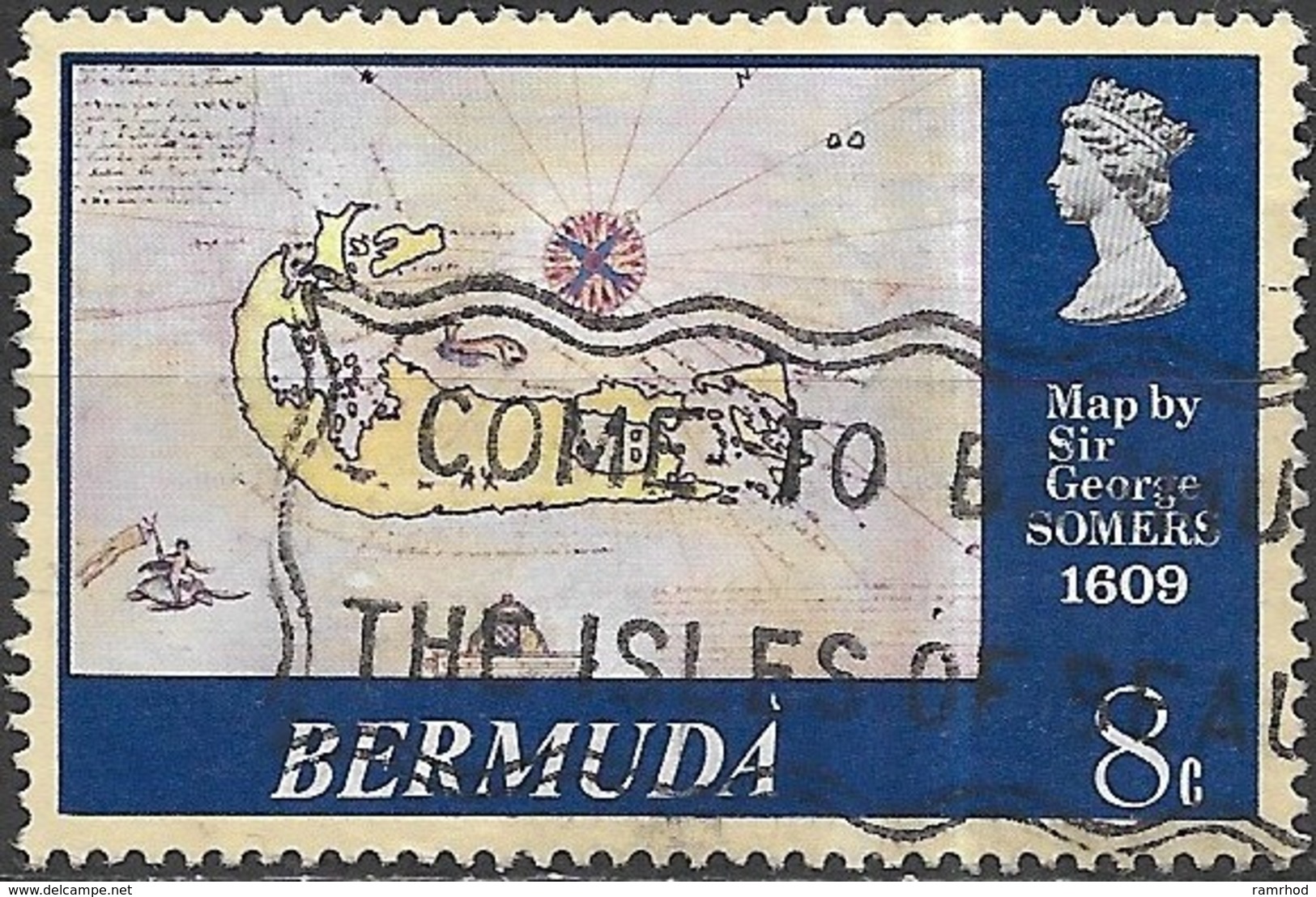 BERMUDA 1979 Antique Maps - 8c Map By Sir George Somers, 1609 AVU - Bermuda