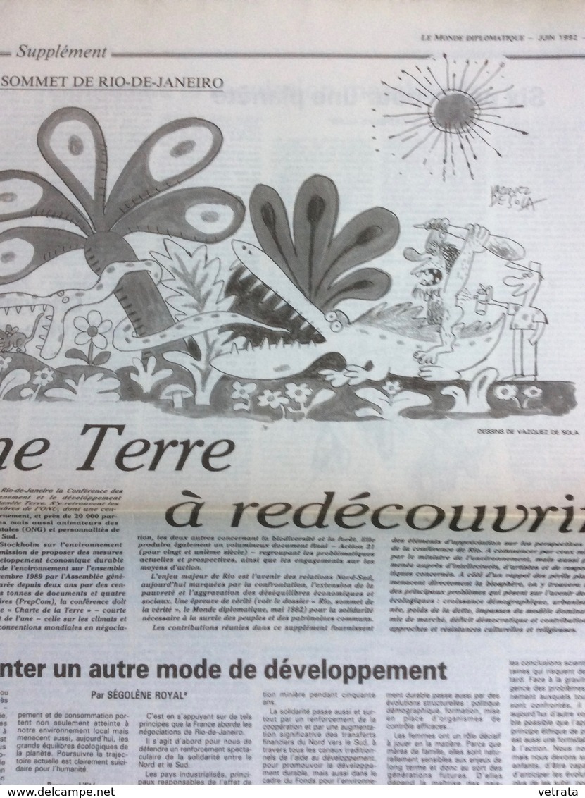 Supplément 8 Pages Monde Diplomatique Juin 1982 : Sommet De Rio, Une Terre à Redécouvrir - Politique