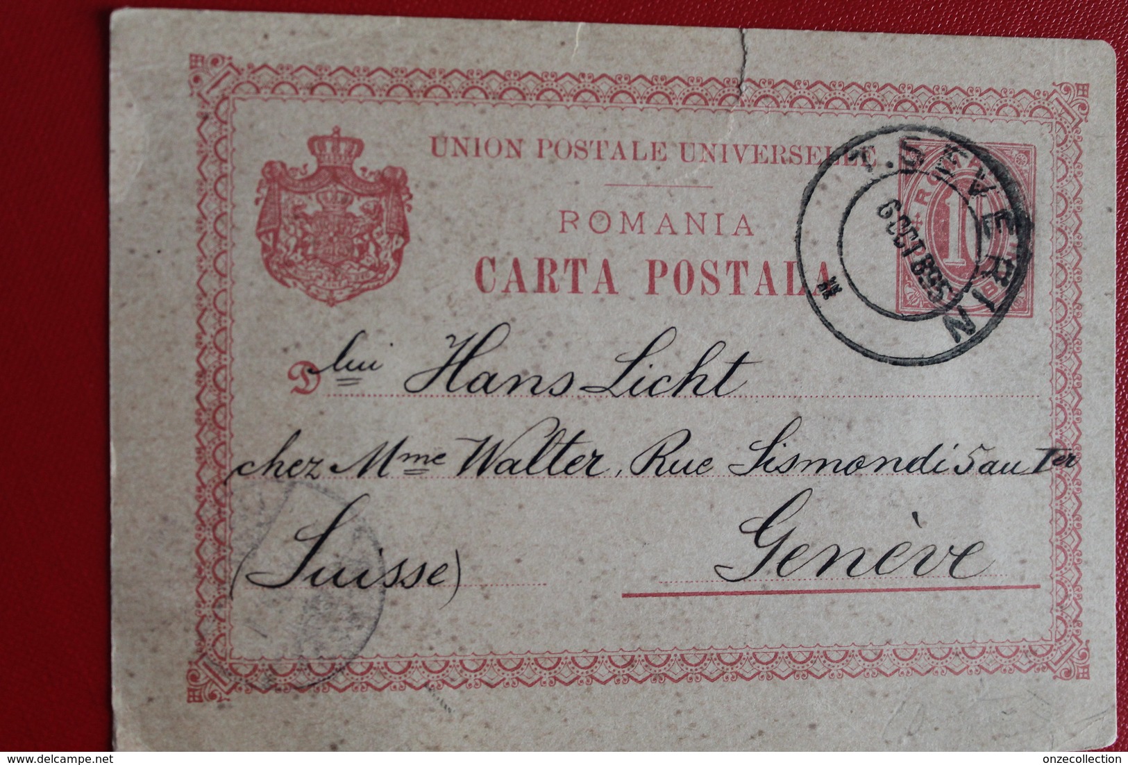 1895     ENTIER  CARTE   POSTALE  DE  10  BANI  ROUGE      PARTIE  DE  SEVERIN   POUR  GENEVE    SUISSE - Lettres & Documents
