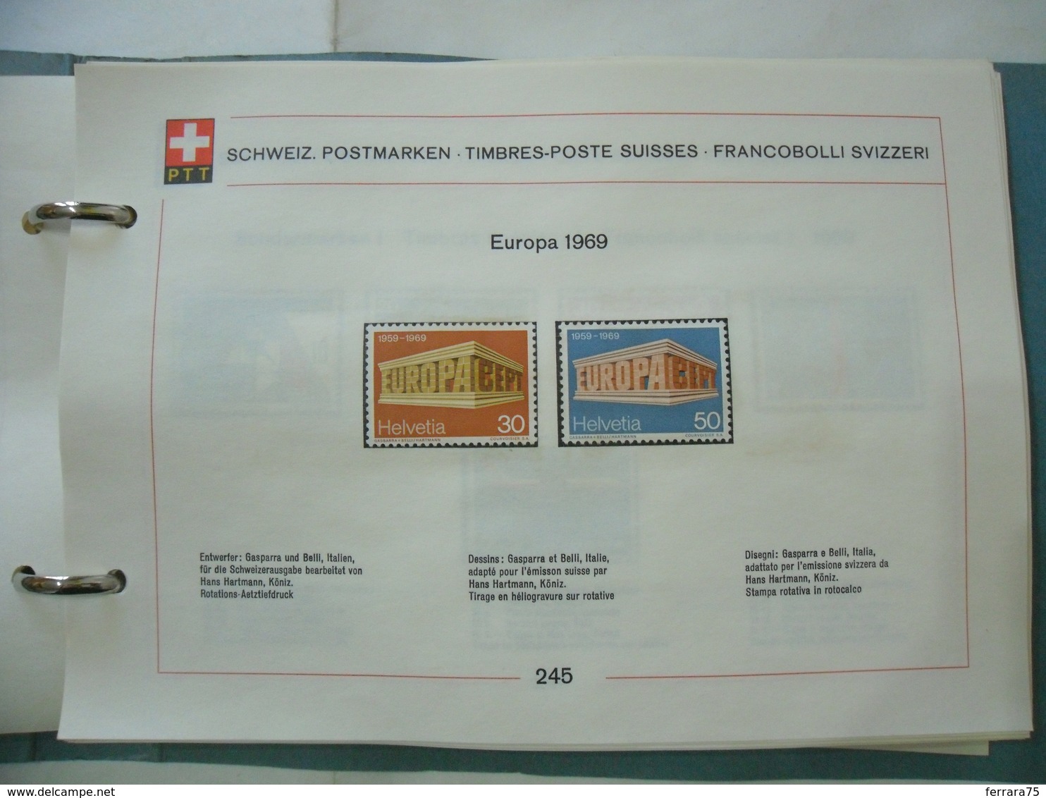 HELVETIA PTT:FRANCOBOLLI SVIZZERI   FRANCOBOLLI  EUROPA   1969 - Unused Stamps