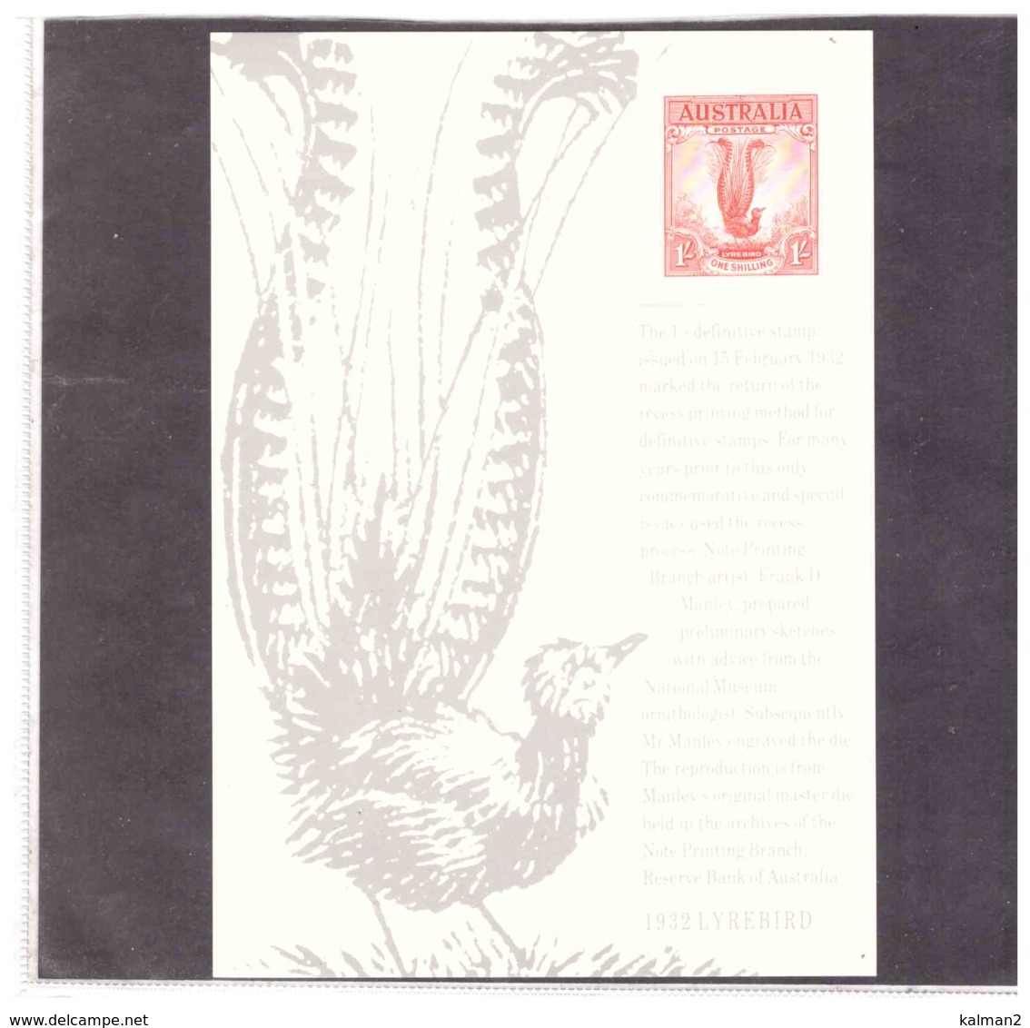 STAMP REPLICA CARD NO. 20 - 14.2.1991 - Essais & Réimpressions