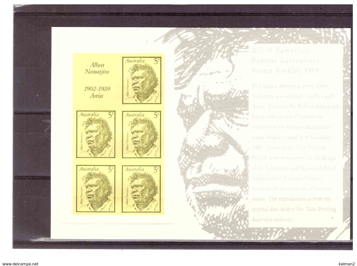 STAMP REPLICA CARD NO. 26 -  14.1.1993     /    1968  YEAR OF INDIGENOUS PEOPLE BKIT PANE - Proofs & Reprints
