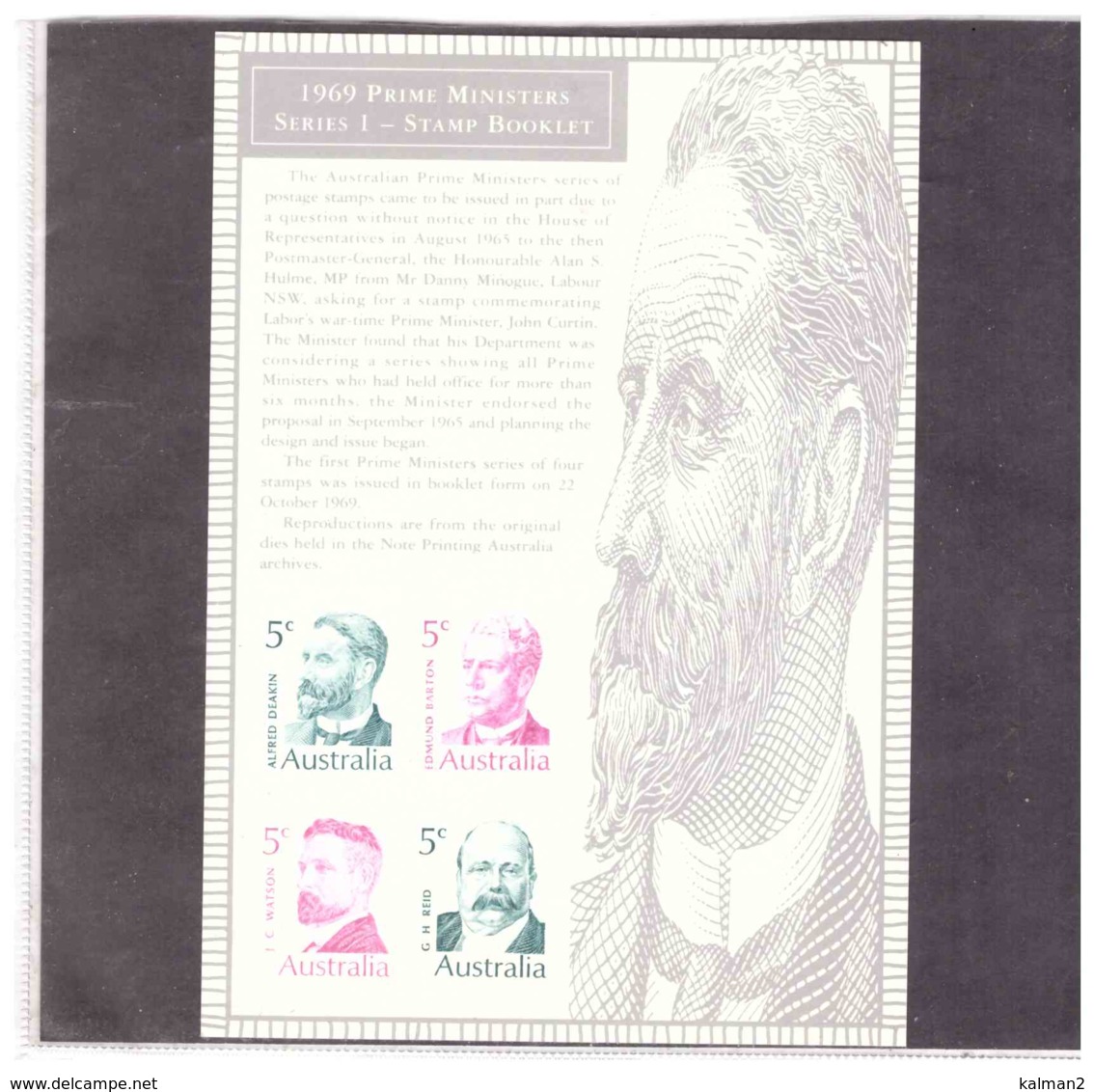 STAMP REPLICA CARD NO. 32   - 11.8.1994     /   1969  PRIME MINISTERS - Proofs & Reprints