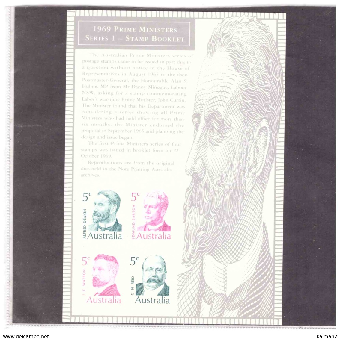 STAMP REPLICA CARD NO. 32   - 11.8.1994     /   1969  PRIME MINISTERS - Prove & Ristampe