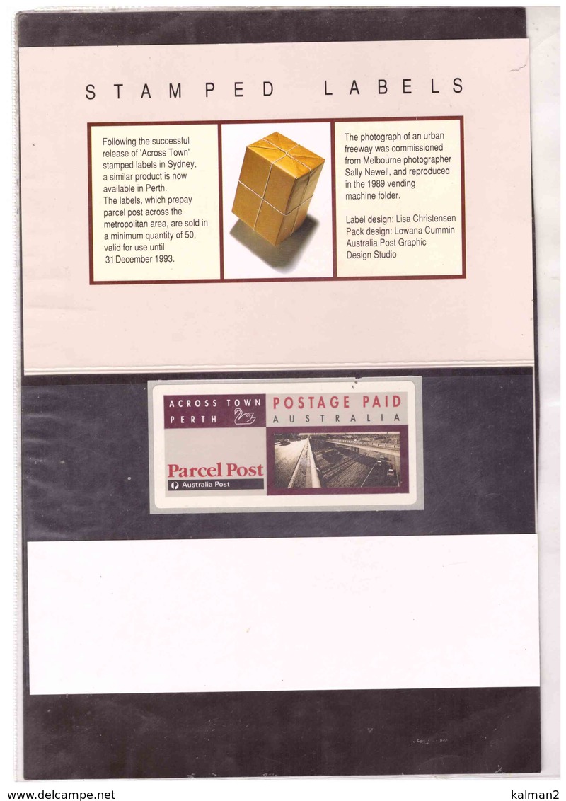 1993   -     ACROSS TOWN PERTH    PARCEL POST LABEL - Machine Labels [ATM]