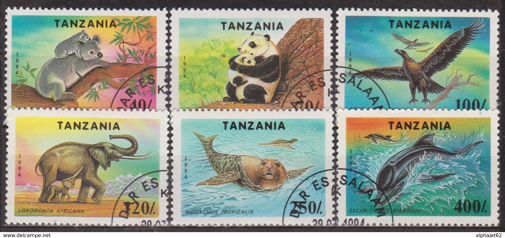 Animaux, Faune Protégée - TANZANIE - Koala, Panda, Aigle, Eléphant, Phoque Tropical, Dauphin - 1994 - Tanzania (1964-...)