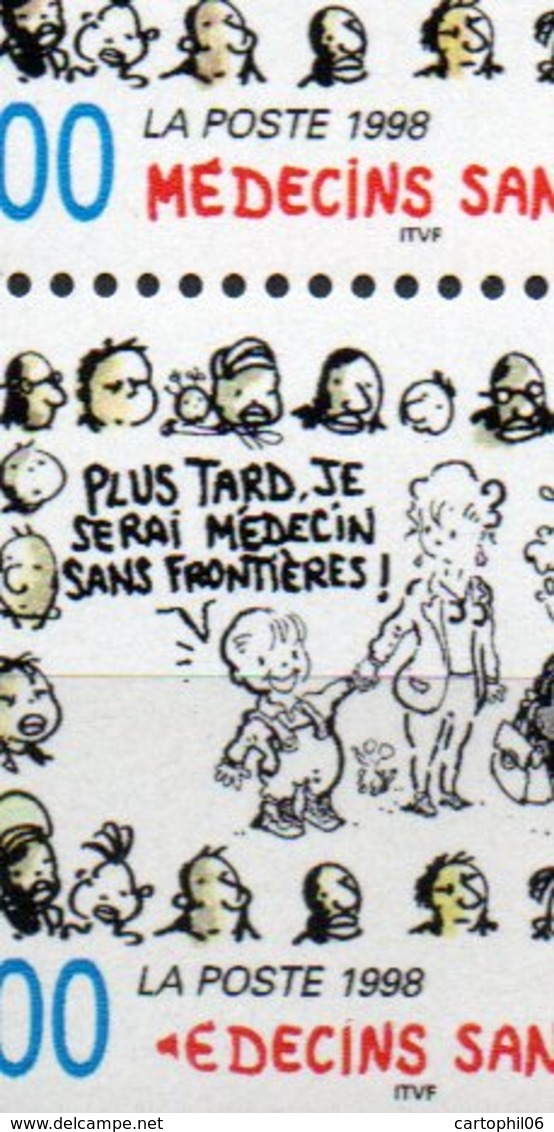 - FRANCE Variété N° 3205 - 3 F. Médecins Sans Frontières 1998 - M De MÉDECINS ABSENT Tenant à Normal - - Neufs