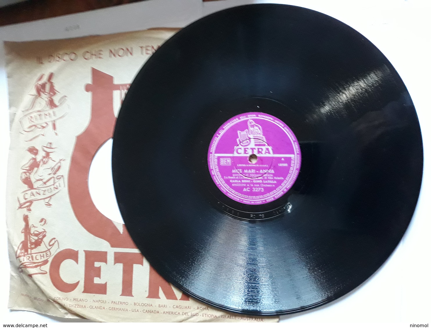 Cetra   -   1957.  Serie AC  Nr. 3273  -  Gino Latilla. Carla Boni. Cinico Angelini - 78 G - Dischi Per Fonografi
