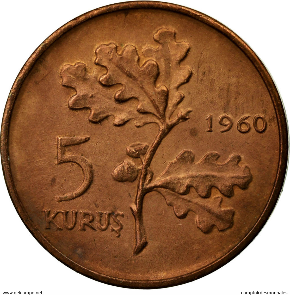 Monnaie, Turquie, 5 Kurus, 1960, TTB, Bronze, KM:890.1 - Turquia