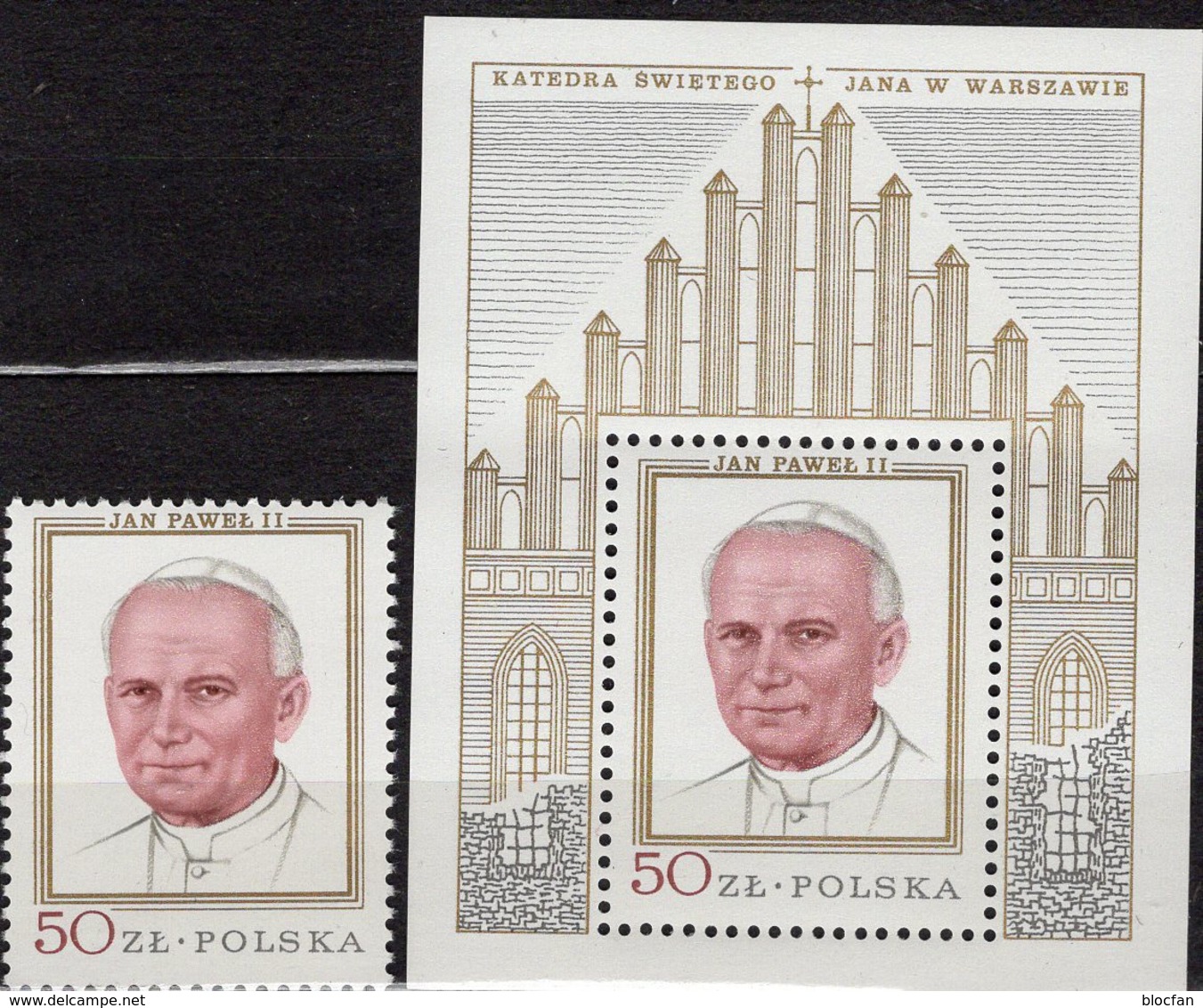 Gold Papst Pawel II.1979 Polska 2631+Block 75 ** 12€ Krakow Marienkirche Ss Architectur Bloc Church Sheet Bf Poland - Blocks & Sheetlets & Panes