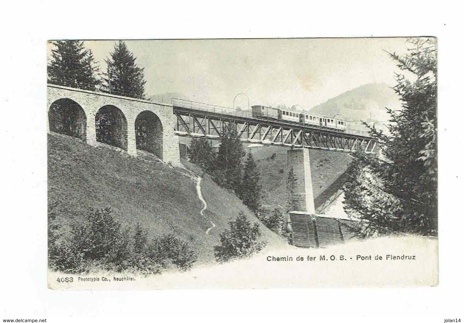 CPA Suisse - District Du Pays D'en Haut - Pont De Flendruz - Chemin De Fer MOB - Phototypie Nauchâtel - Autres & Non Classés