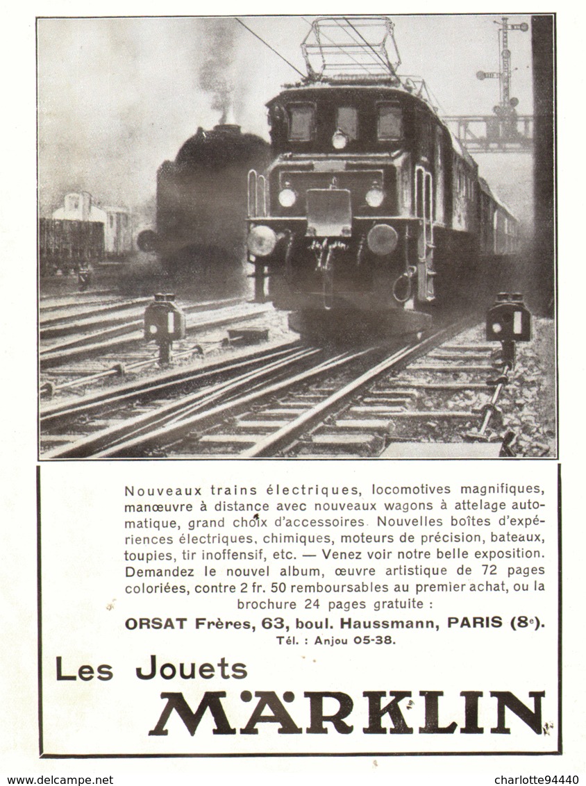 PUB TRAINS  " MARKLIN  "  1932 ( 1 ) - Autres & Non Classés