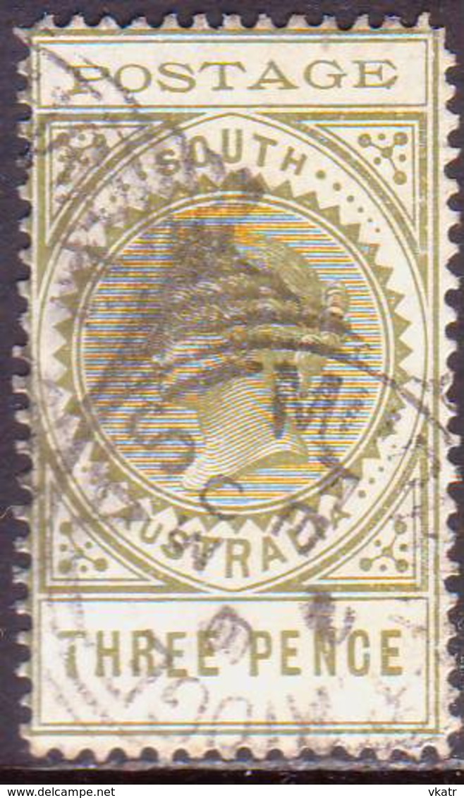 AUSTRALIA SOUTH AUSTRALIA 1902 SG #268 3d Used Wmk Crown Over SA Thin POSTAGE Value 18½mm Long - Gebraucht