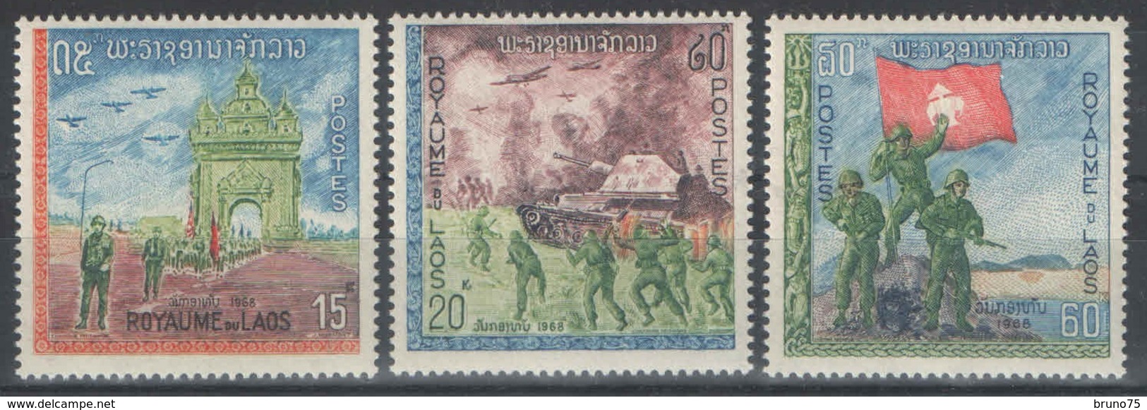 Laos - YT 174-176 ** - 1968 - Journée De L'Armée - Laos