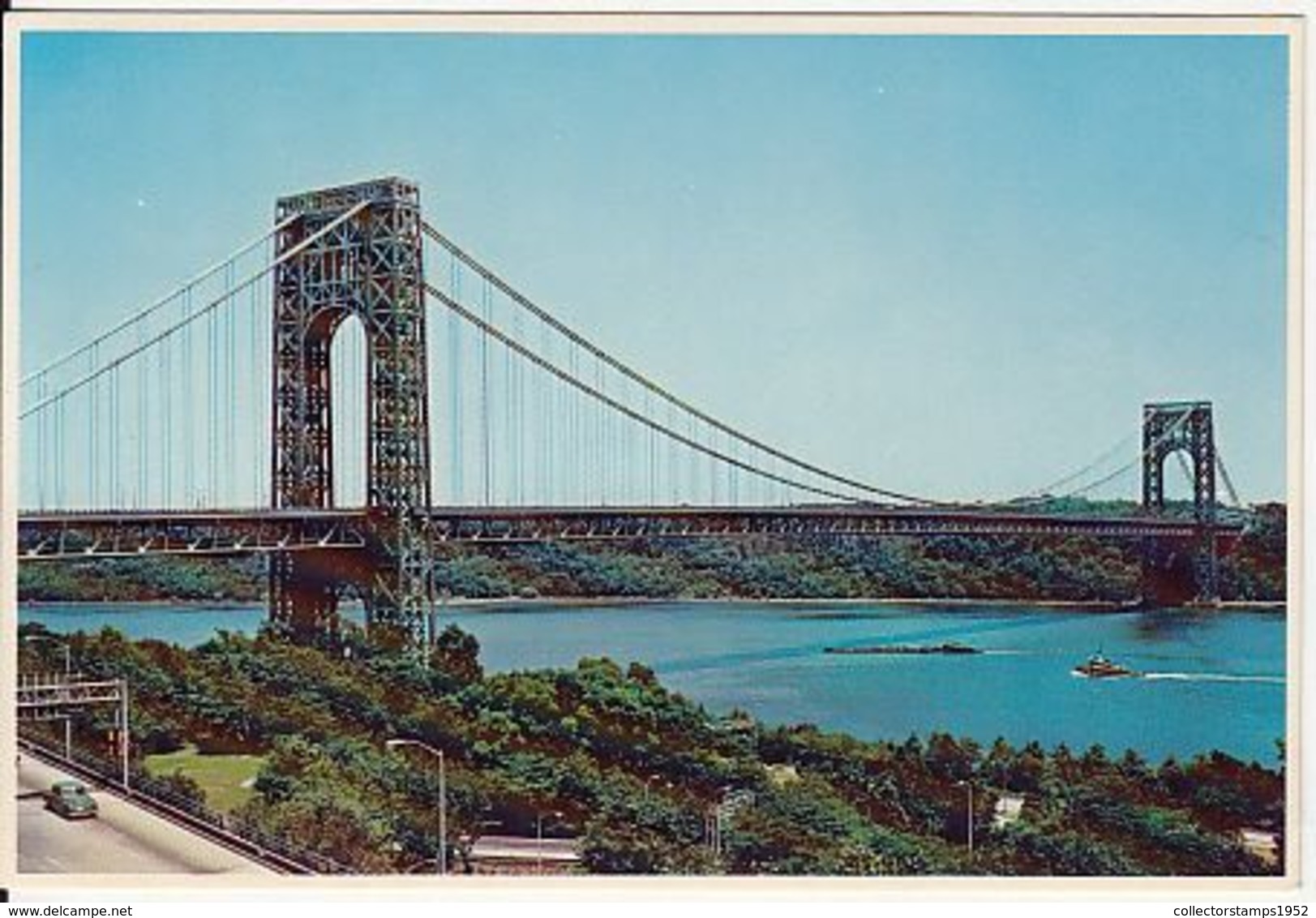 76549- NEW YORK CITY- GEORGE WASHINGTON BRIDGE, HUDSON RIVER, SHIP, CAR - Puentes Y Túneles