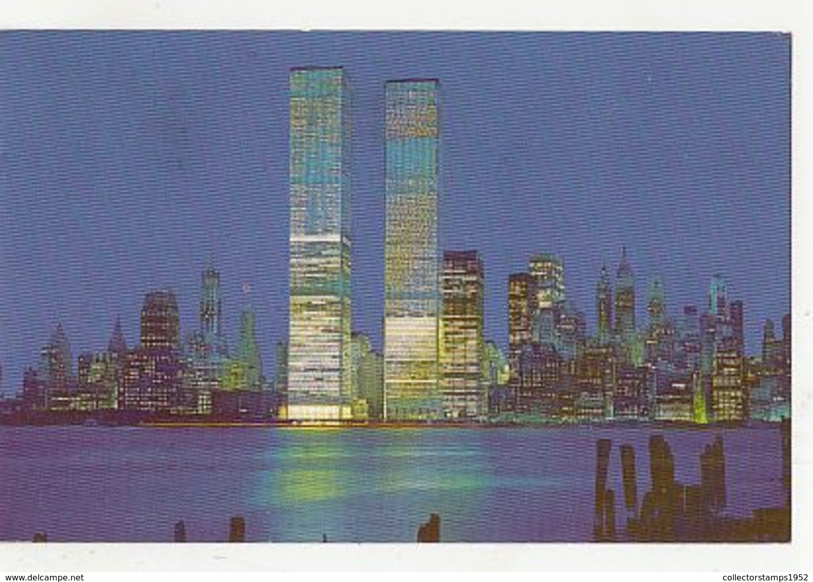 76562- NEW YORK CITY- WORLD TRADE CENTER, THE TWIN TOWERS, LOWER MANHATTAN SKYLINE BY NIGHT - World Trade Center