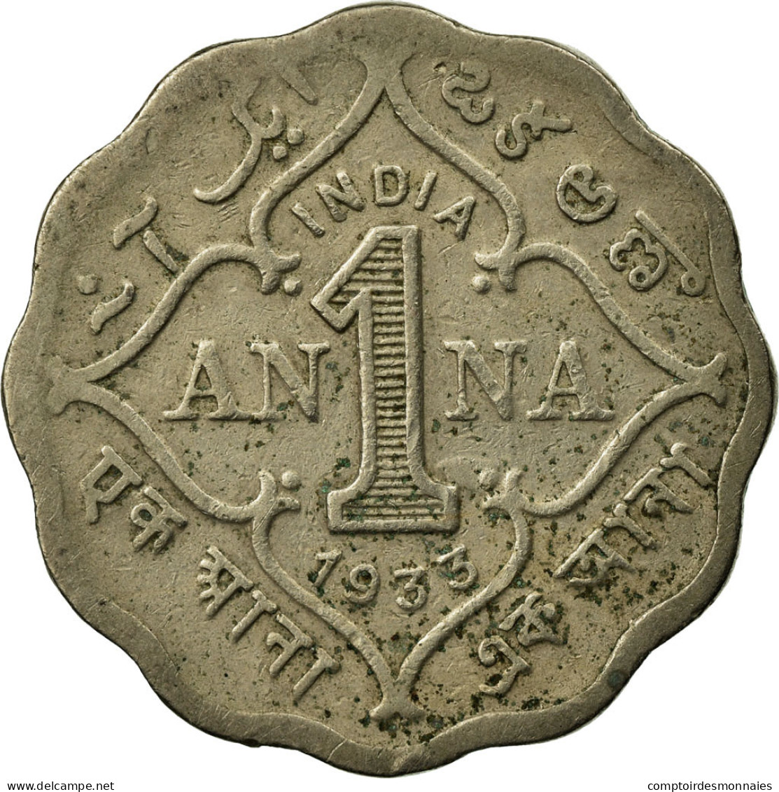 Monnaie, INDIA-BRITISH, George V, Anna, 1933, TTB, Copper-nickel, KM:513 - Inde