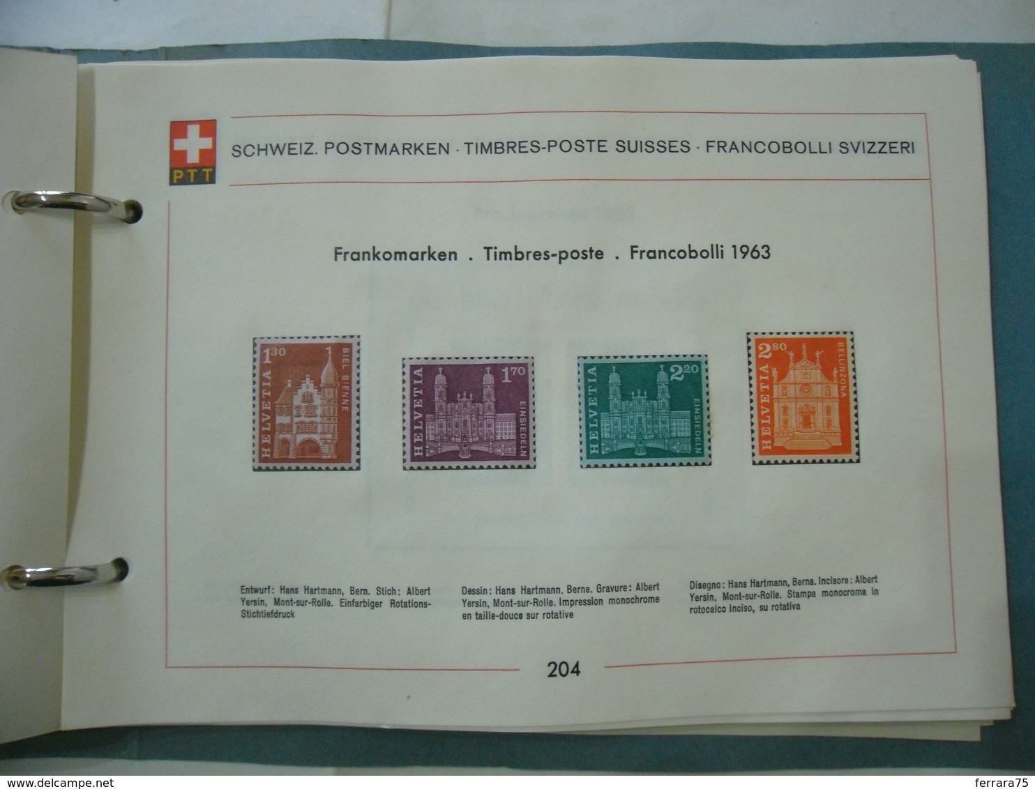 HELVETIA PTT:SVIZZERA FRANCOBOLLI     1963 - Neufs