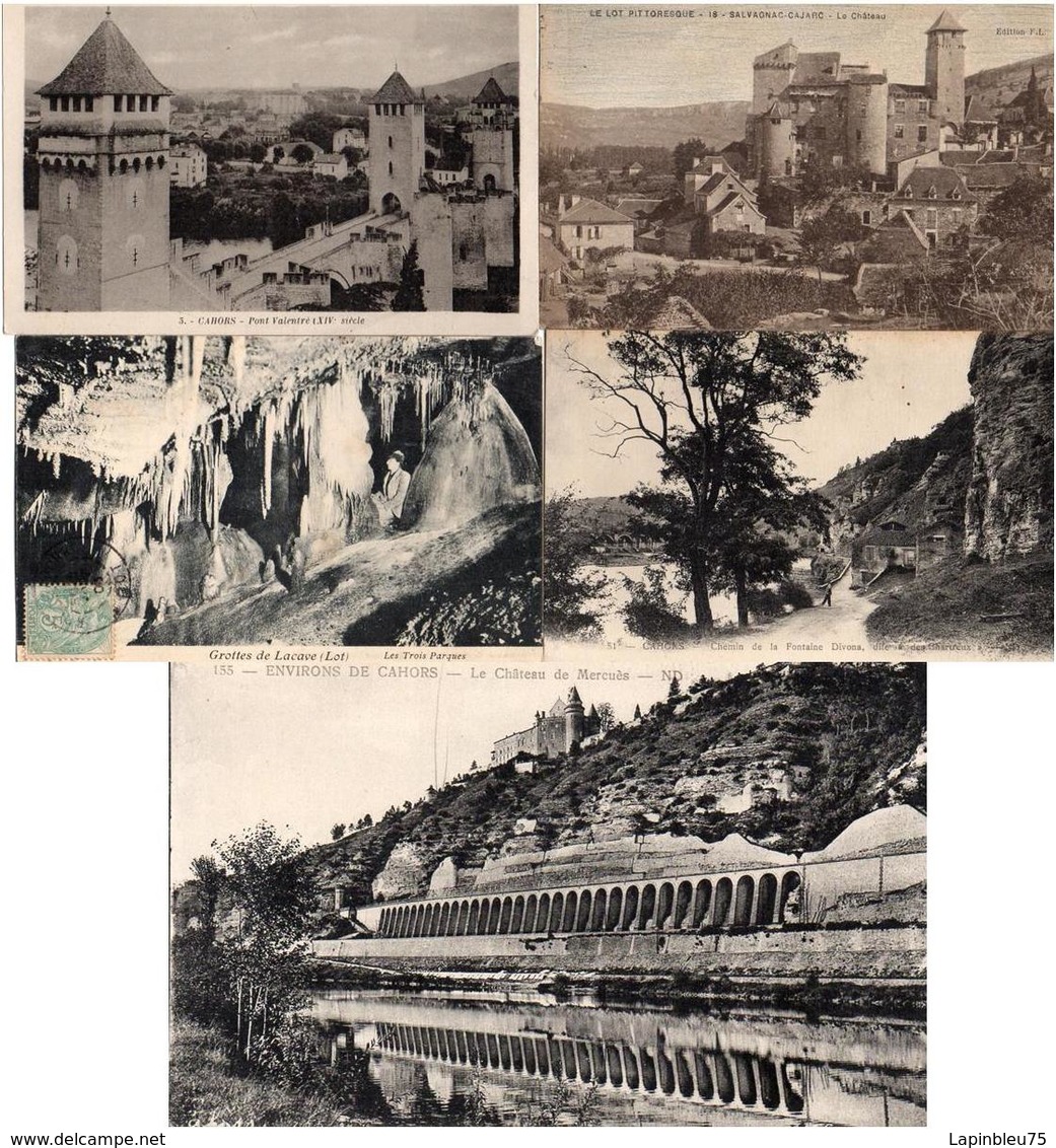 CPA 46 Lot Cahors Pont Valentré Chemin Fontaine Divona Chartreux Grottes Lacave Chateau Salvagnac Cajarc Mercues - Autres & Non Classés