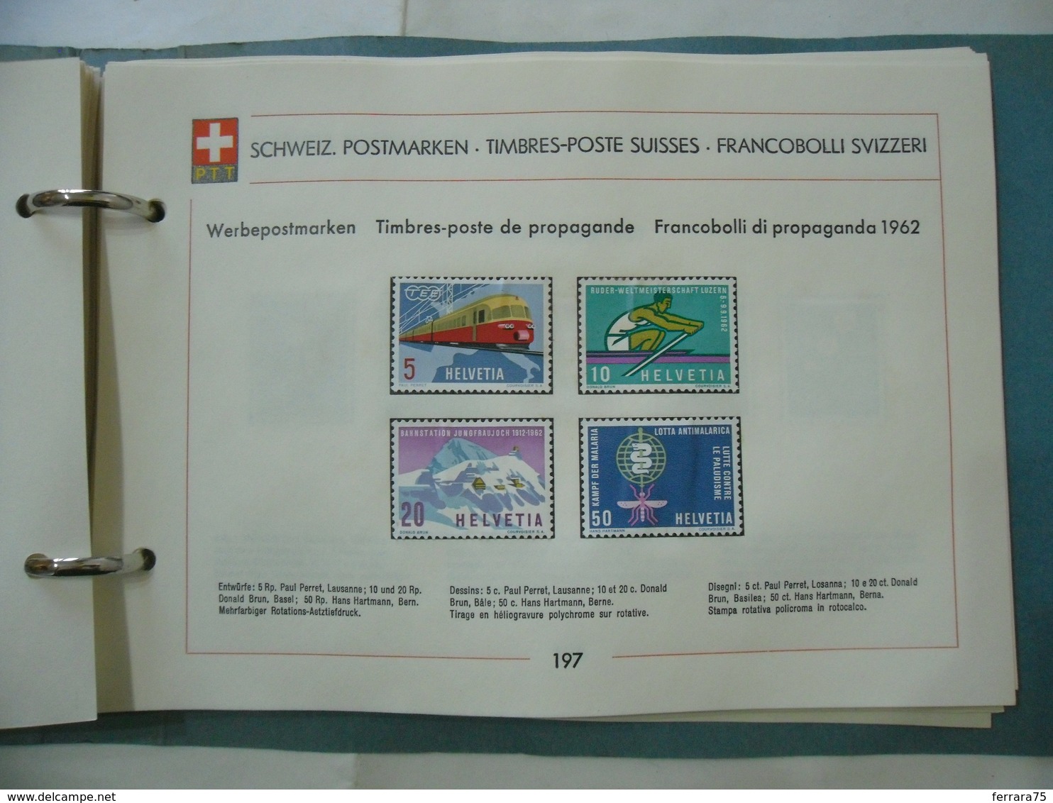 HELVETIA PTT:SVIZZERA FRANCOBOLLI  DI PROPAGANDA   1962 - Nuovi