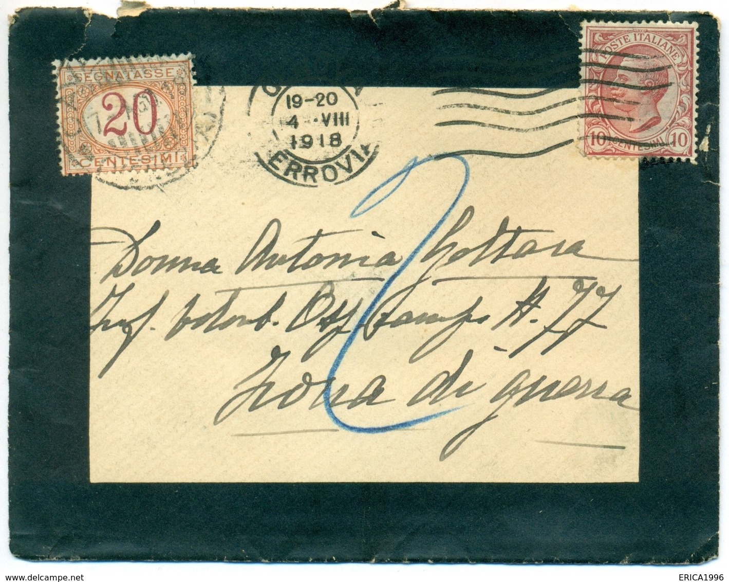 V8213 ITALIA 1918 REGNO Lettera Tariffa Ridotta Per Militari, Affrancata Con Leoni 10 C., Da Genova 4.8.18 Per Ospedale - Poststempel