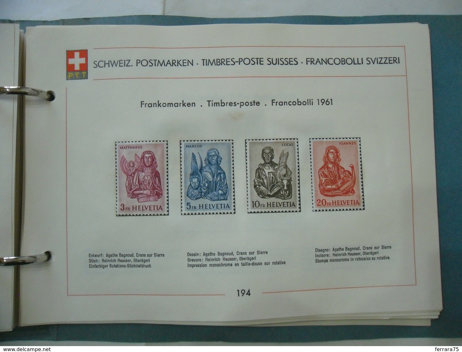 HELVETIA PTT:SVIZZERA FRANCOBOLLI    1961 - Nuovi