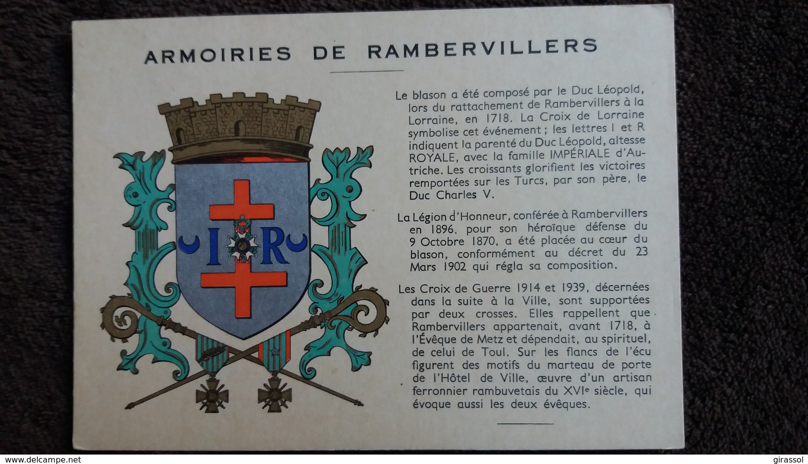 CPSM RAMBERVILLERS VOSGES ARMOIRIES BLASON ED RIGIDEX - Rambervillers