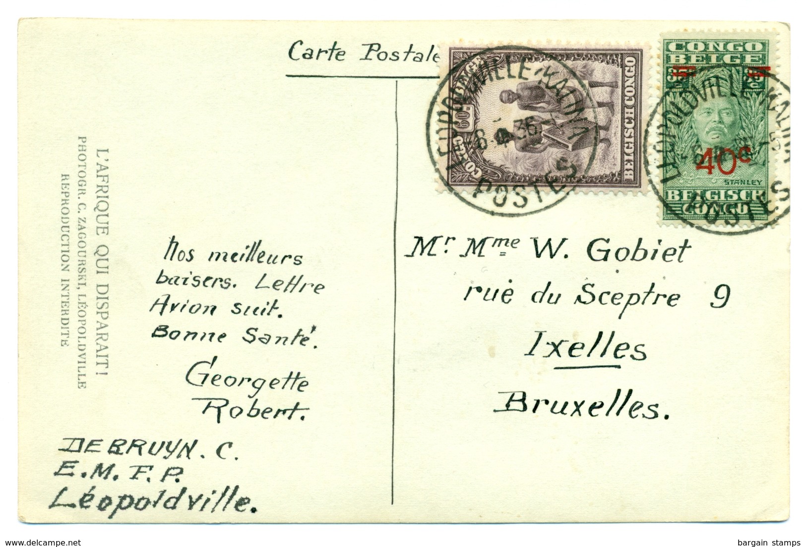 Congo Belge COB162 COB 174 Sur Carte-vue De La Grotte De Léopoldville Envoyée De Léopoldville Kalina Vers Bruxelles 1936 - Lettres & Documents