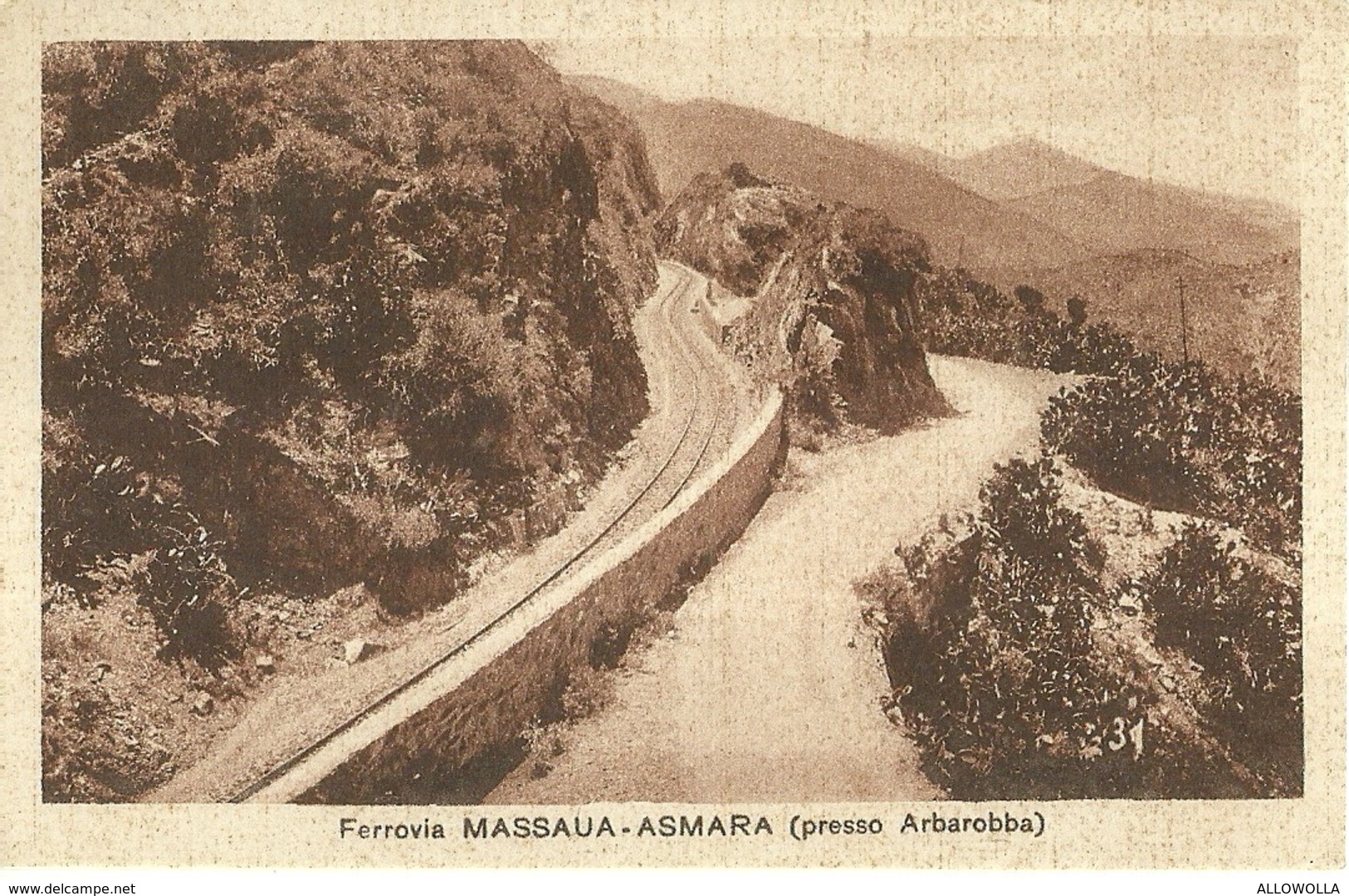 2761 " FERROVIA MASSAUA-ASMARA (PRESSO ARBAROBBA) " CART.POST. ORIG NON SPED. - Eritrea