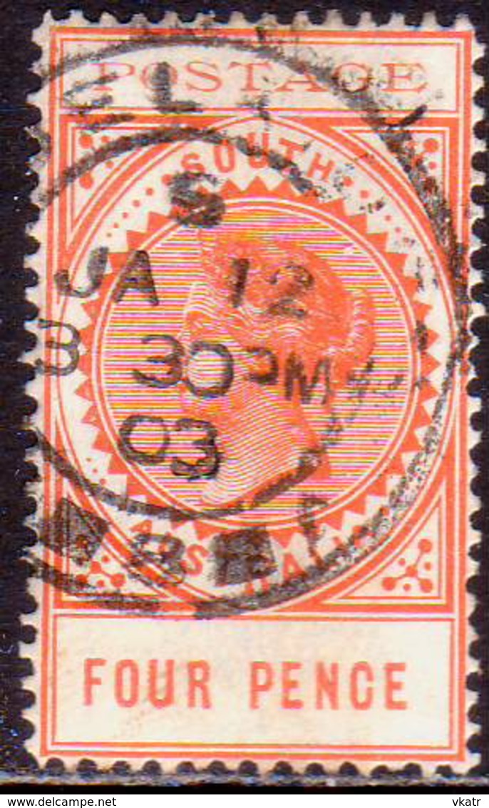 AUSTRALIA SOUTH AUSTRALIA 1902 SG #269 4d Used Wmk Crown Over SA Thin POSTAGE Value 17mm Long - Used Stamps