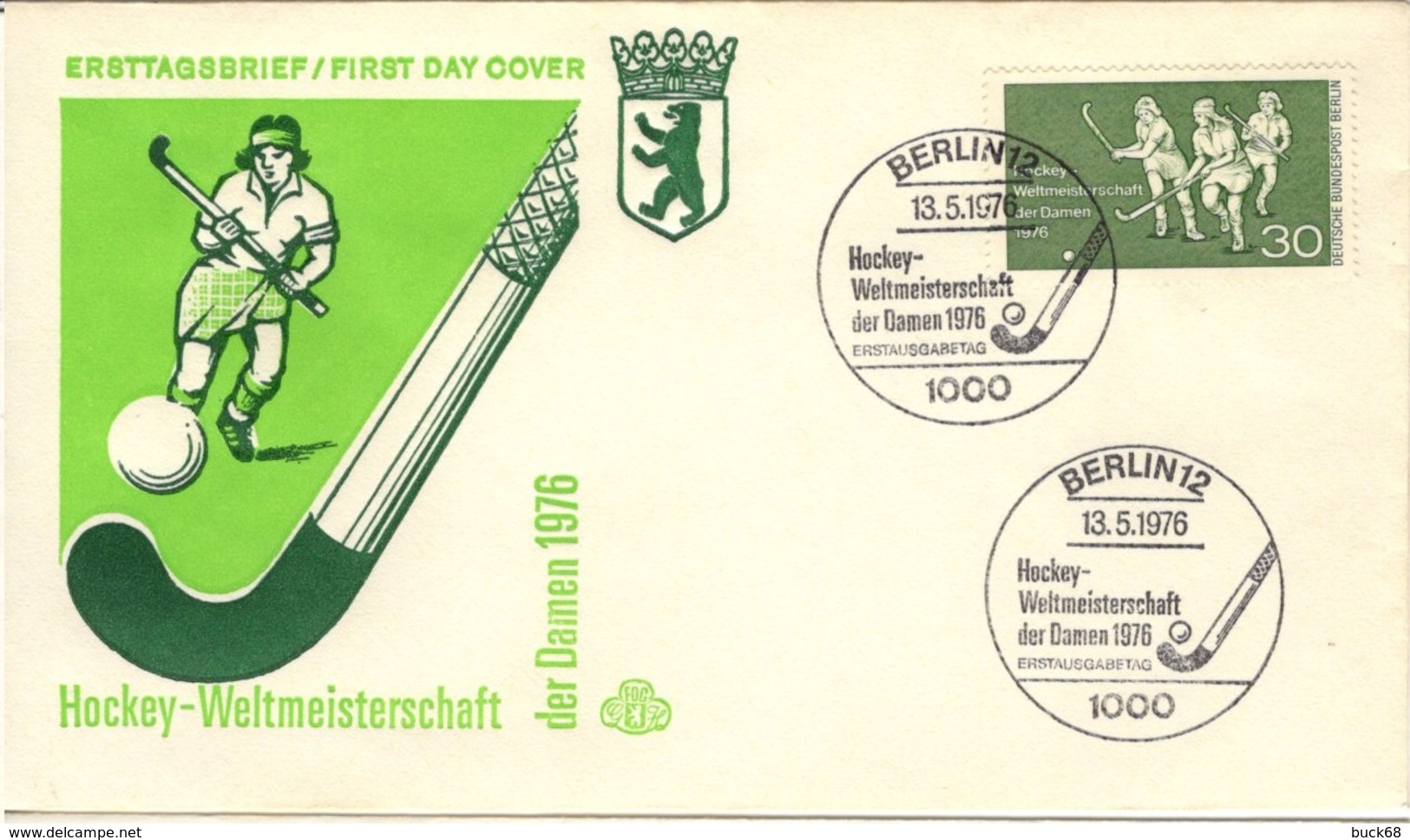 ALLEMAGNE BERLIN FDC ETB 1er Jour 485 Hockey Sur Gazon Championnat Du Monde Dames 1976 - 1e Jour – FDC (feuillets)