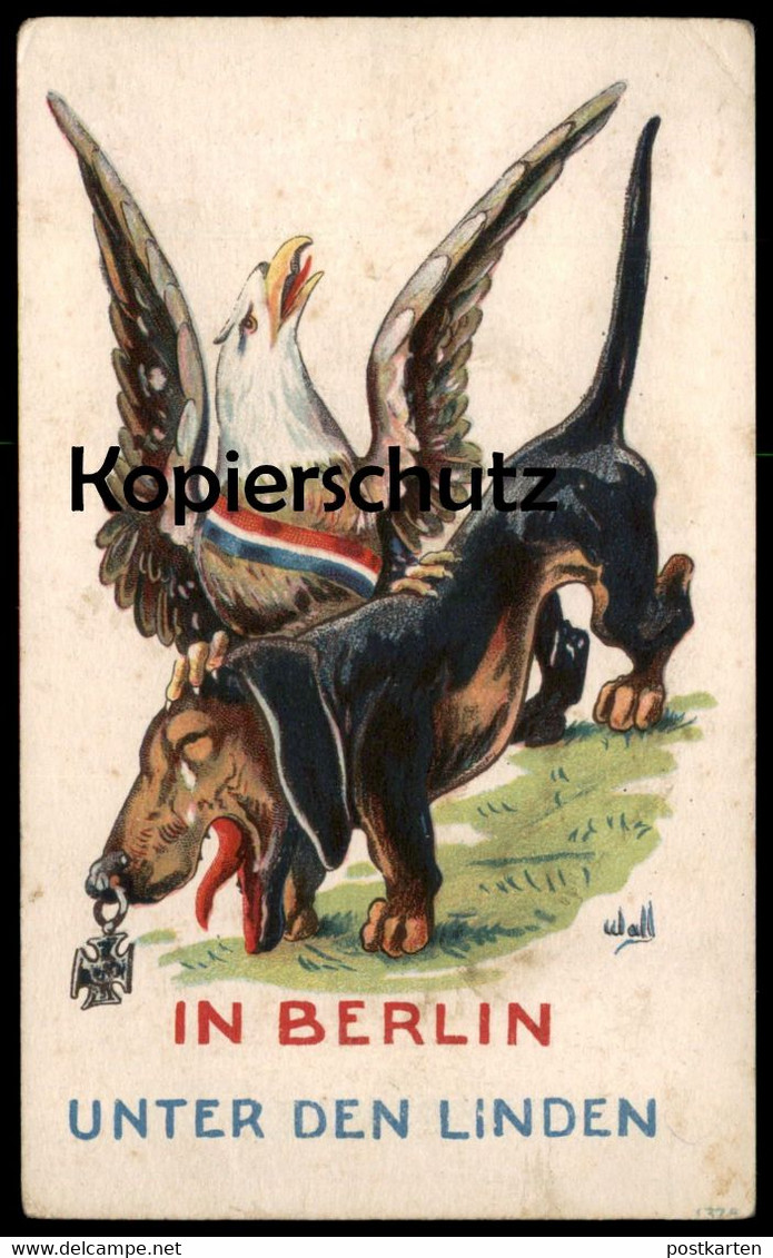 ALTE POSTKARTE DACKEL ADLER PATRIOTIK POLITIK BERLIN Dachshund Teckel Political Cartoon Karikatur Eagle Dog Postcard - Mitte
