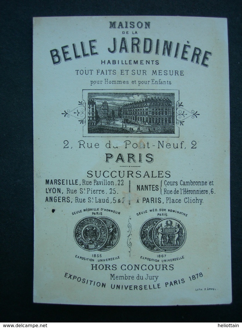 CHROMO Doré Litho F Appel A LA BELLE JARDINIERE JOHN FAIS TAIRE MEDOR ... SES ABOIEMENTS FONT... / Victorian Trade Card - Autres & Non Classés