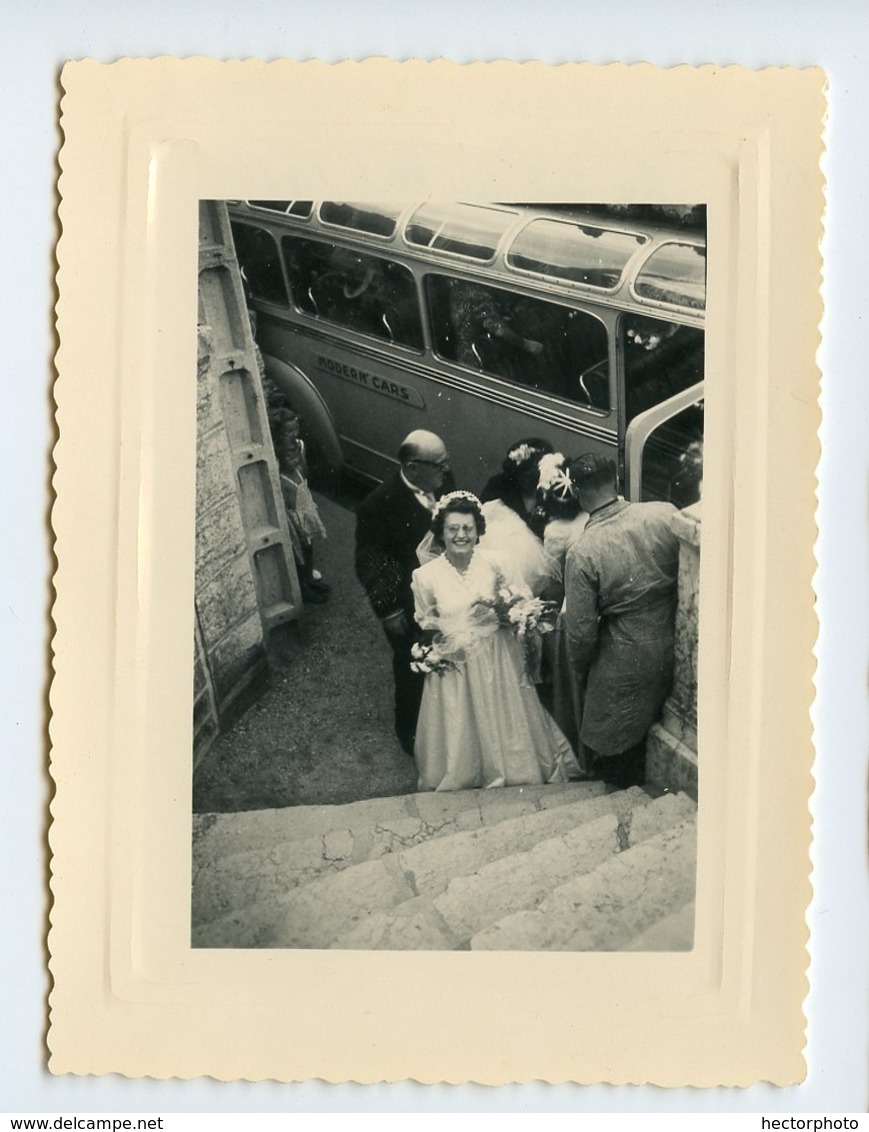 Femme Mariée Mariage BUS AUTOBUS AUTOCAR MODERN CARS Id VILLEURBANNE 1950 Vue Plongeante - Lieux