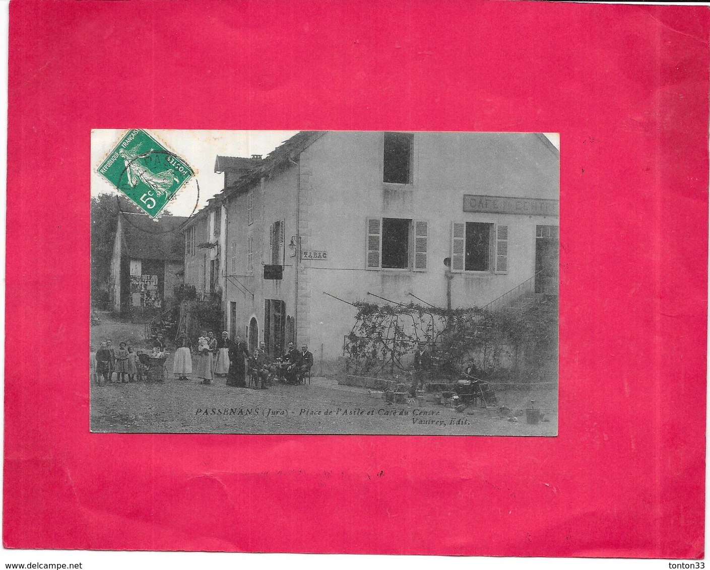 PASSENANS - 39 - Place De L'Asile Et Café Du Centre - VUE TRES RARE  - BES - - Autres & Non Classés