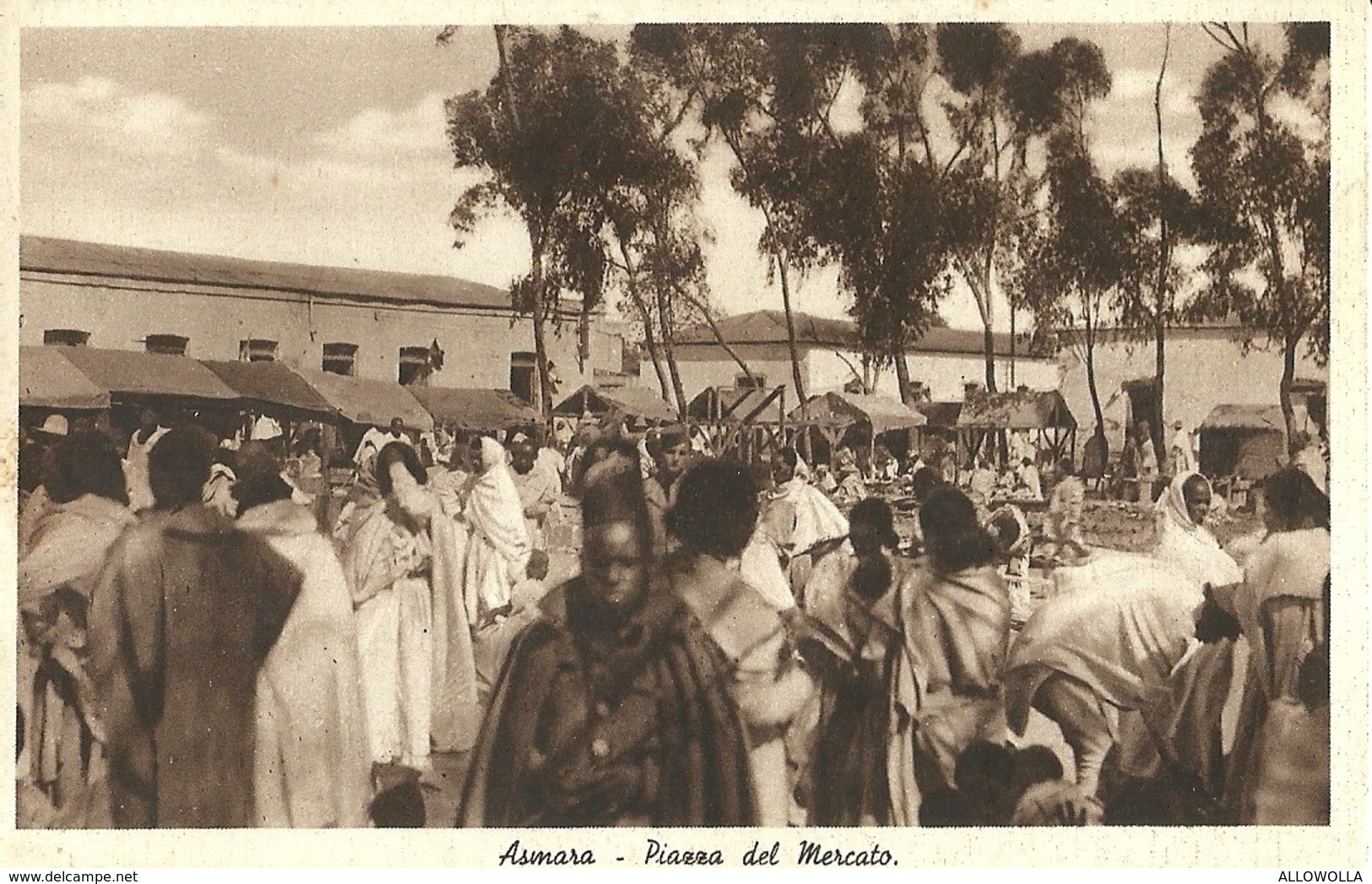 2778 " ASMARA - PIAZZA DEL MERCATO " CART.POST. ORIG ANIMATA NON SPED. - Eritrea