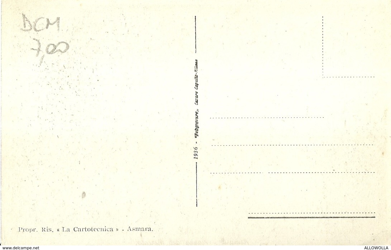 2778 " ASMARA - PIAZZA DEL MERCATO " CART.POST. ORIG ANIMATA NON SPED. - Eritrea