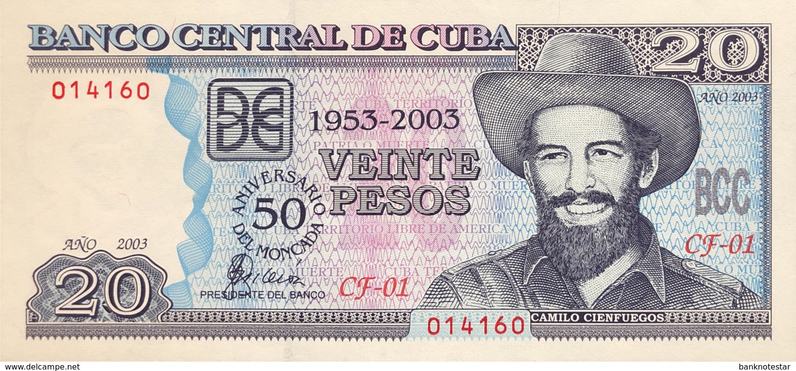 Cuba 20 Pesos, P-126 (2003) - UNC - 50 Years Moncada Barracks Storm - SCARCE! - Kuba