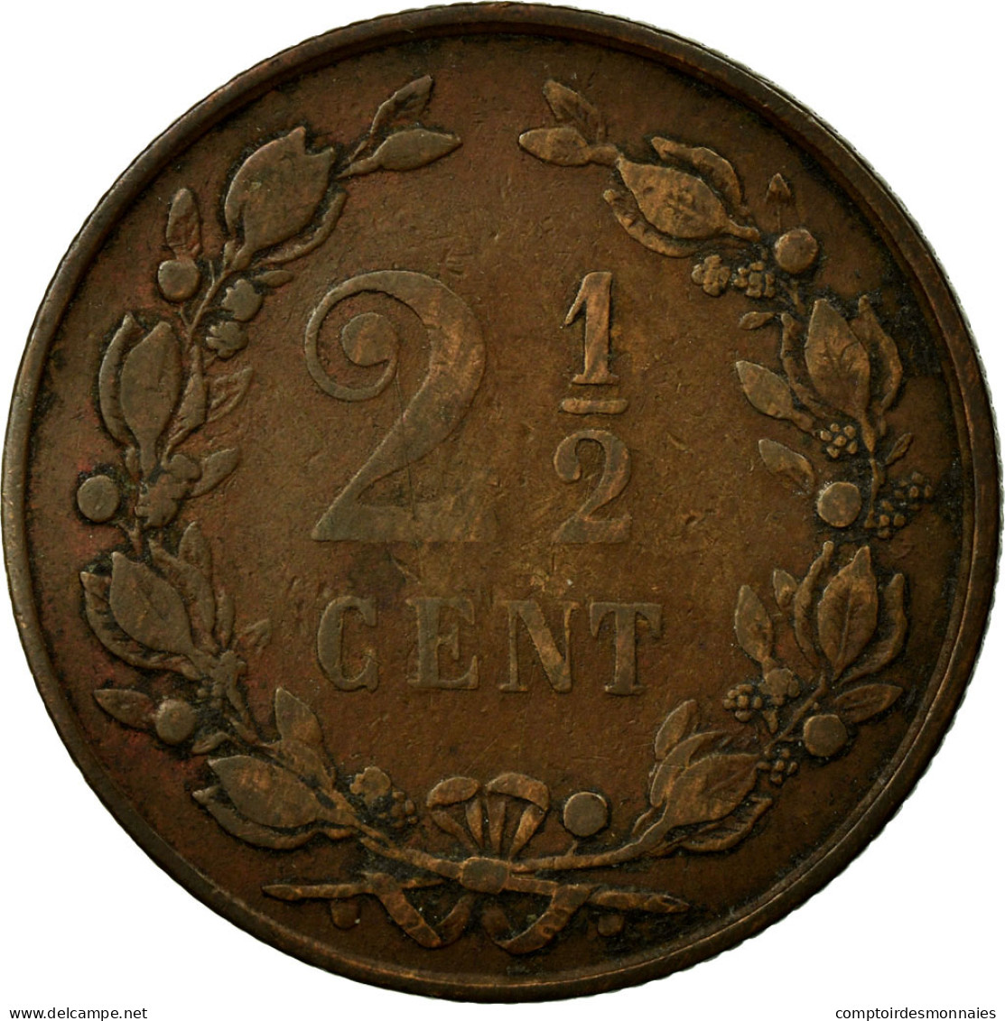 Monnaie, Pays-Bas, William III, 2-1/2 Cent, 1881, TB, Bronze, KM:108.1 - 1849-1890 : Willem III