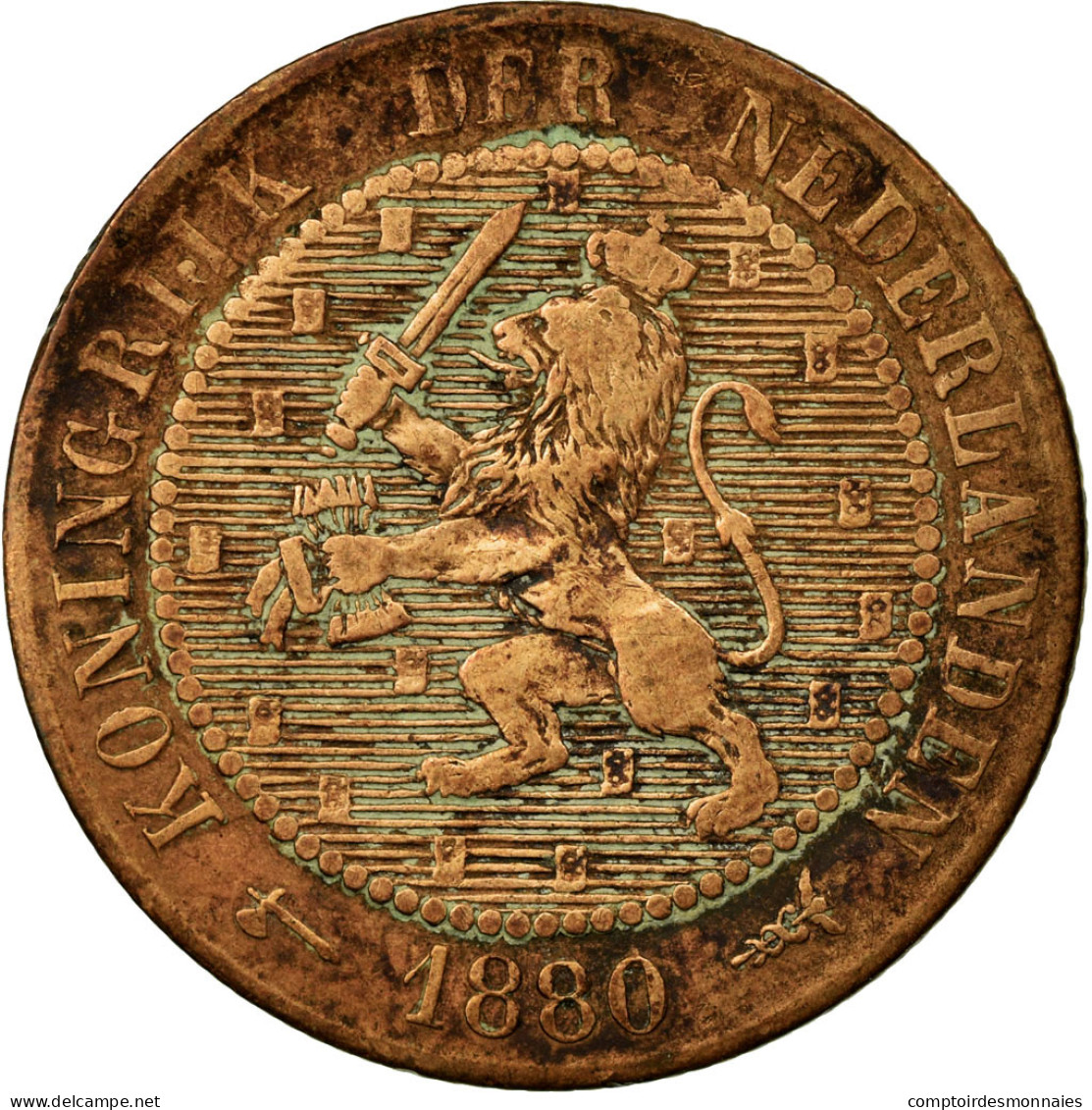 Monnaie, Pays-Bas, William III, 2-1/2 Cent, 1880, B, Bronze, KM:108.1 - 1849-1890 : Willem III