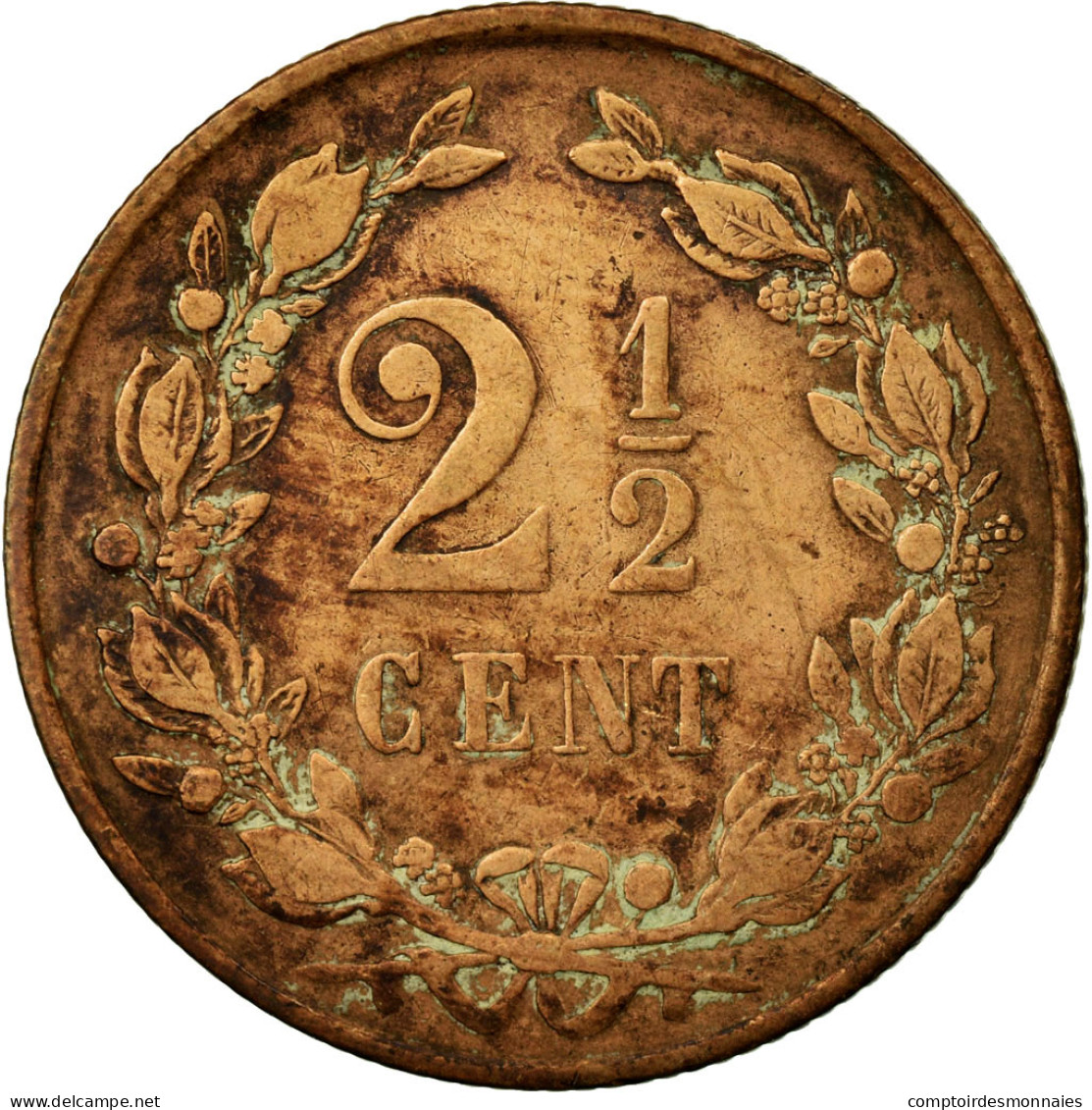 Monnaie, Pays-Bas, William III, 2-1/2 Cent, 1880, B, Bronze, KM:108.1 - 1849-1890 : Willem III