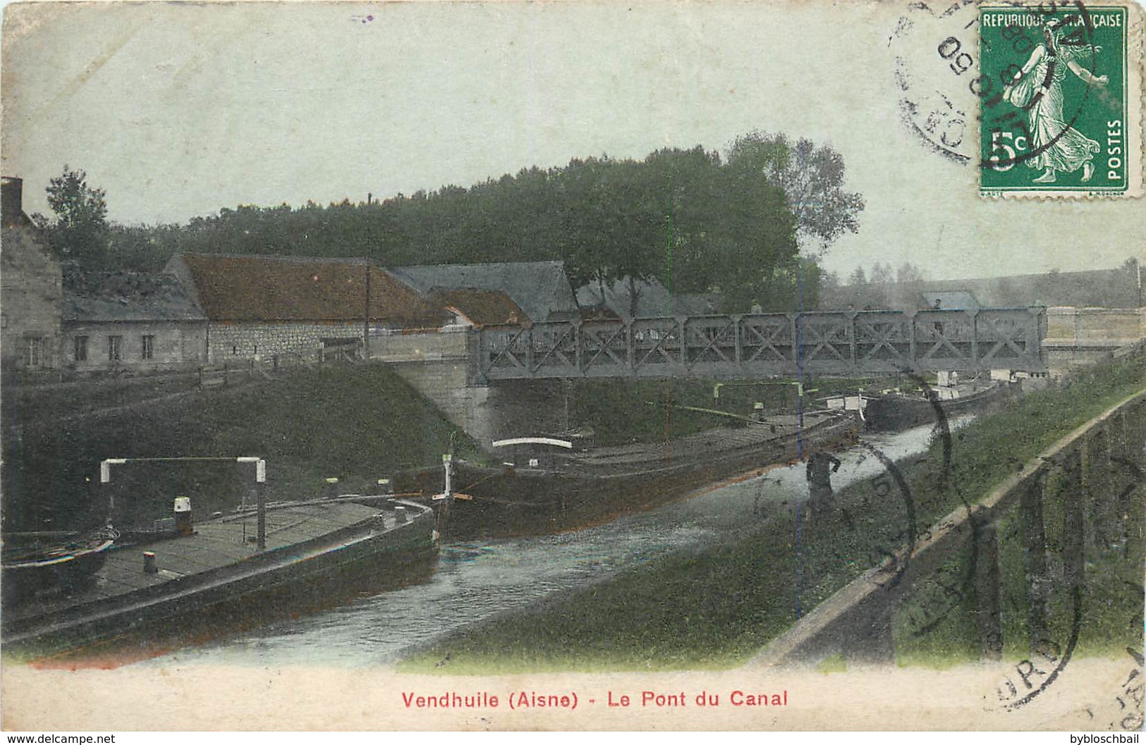 CPA 02 Aisne Vendhuile Le Pont Du Canal Péniche Péniches - Autres & Non Classés