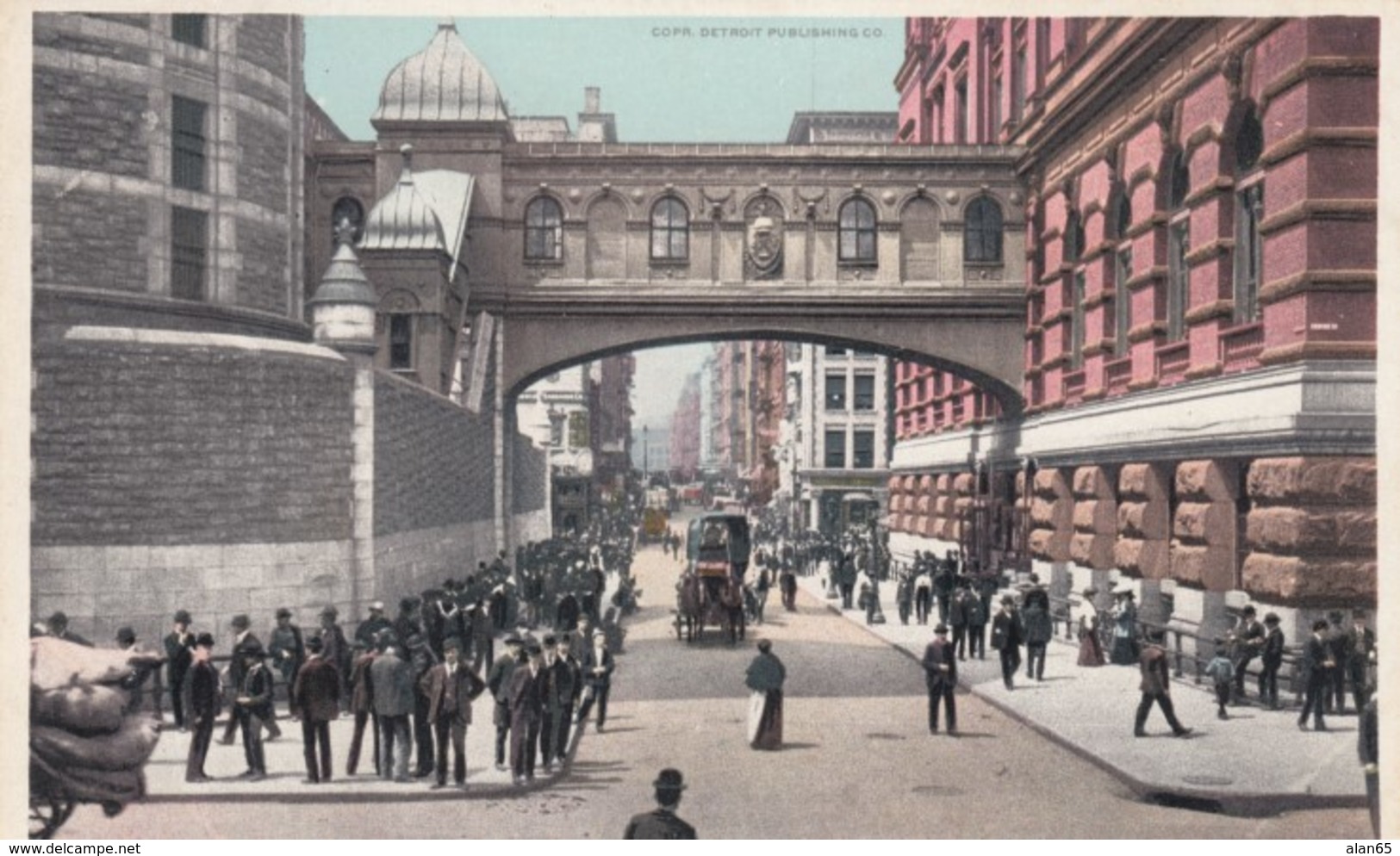 New York City, Bridge Of Sighs, The Tombs New York Prison, Street Scene C1900s Vintage Detroit Publishing Postcard - Manhattan