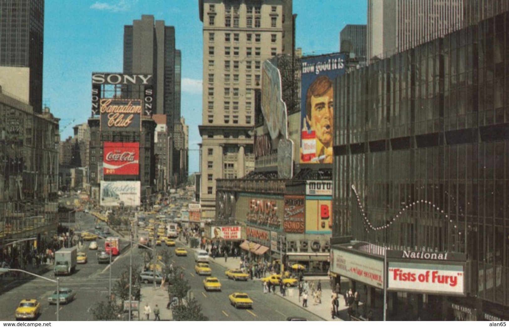 New York City, Times Square Street Scene, Advertisement Billboards Coca-cola, Cigarettes, C1970s Vintage Postcard - Time Square
