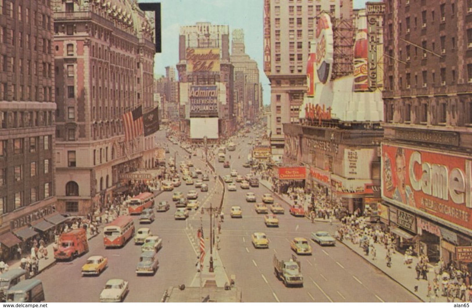 New York City, Times Square Street Scene, Taxis Advertisement Billboards Pepsi, Cigarettes, C1960s Vintage Postcard - Time Square